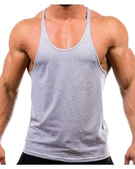 Camiseta Regata Cavada Masculina Cinza Lisa Em DryFit Colmeia