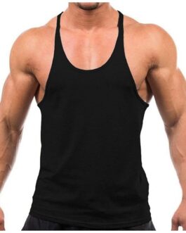 Camiseta Regata Cavada Masculina Preta Lisa Em DryFit Colmeia